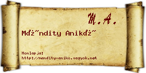 Mándity Anikó névjegykártya